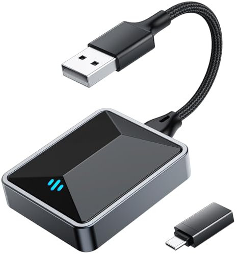 Volam Carplay Android Auto Wireless Adapter, 2 in 1 A-pple Carplay Wireless Adapter, Plug-und-Play, 5,8 GHz, Geringe Latenzzeit, Kompatibel mit Autos ab 2016+, IOS 10+, Android 11+