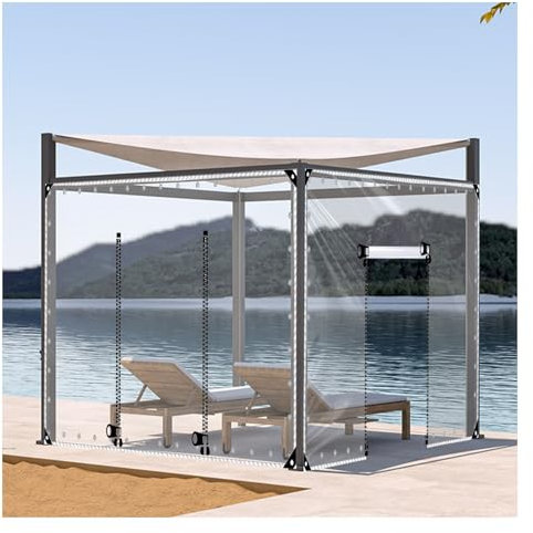 ZHENGQIAN PVC Plane mit Reißverschluss,Abdeckplane mit Reißverschluss,Pflanzenschutz Regen-Vorhänge,PVC Glas Klare wasserdichte Tarps,für Garage Terrassen Gartenlauben Balkon(H2.8xW4.5m/H9.1xW14.7ft)