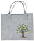 MF Borsa in feltro grigio con motivo albero della vita, altezza 28 cm, larghezza 35 cm, profondità 14 cm, grigio., 28x35x14 Centimeter