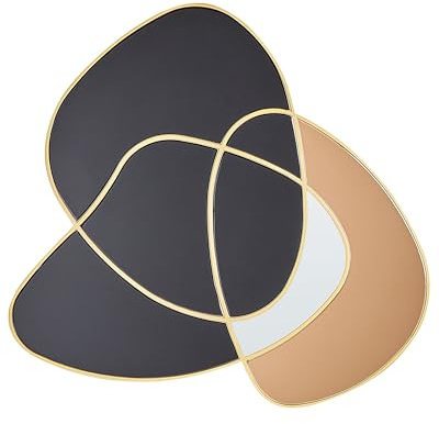 Beliani Wall Mirror Irregular Shape Art Deco Style Gold Frame Coloured Glass Black Tailly
