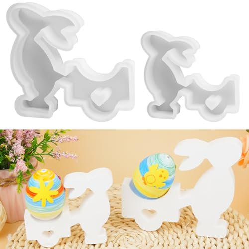 Silikonformen Gießformen Ostern, 2 Stück Gießform Hase, Silikonform Osterhase, Gipsformen zum Gießen Ostern, Silikonformen Gießformen Hasen Kerzenhalter Silikon Gießform Ostern Für Gips Kerzen Seife