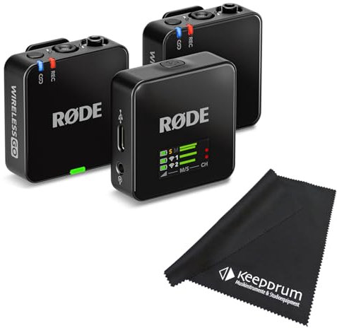 Rode Wireless GO Gen 3 Drahtloses 2-Kanal Mikrofon-Funksystem mit keepdrum Mikrofasertuch