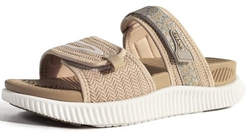 KuaiLu Sandales Femmes Confortable Sport et d'extérieur Orthopedique Plantaire Confort Claquettes Marche Réglables Cuir été Randonnée Trekking Plage Piscine Sandalette Ouverte Antidérapante Beige 38