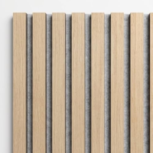 Masquepack – Panel Acústico Decorativo de Madera Roble Natural MDF 240x60 cm - Paneles Decorativos para Pared, Absorción de Sonido y Diseño Moderno (240x60 cm - Gris, 1)