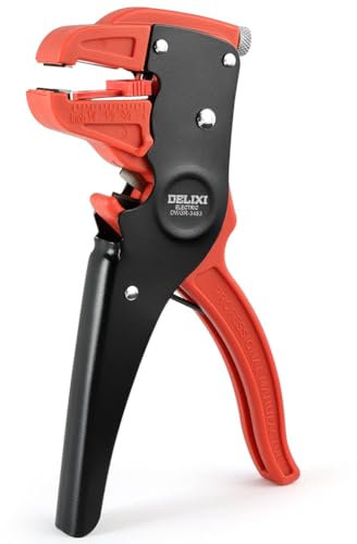 flintronic Abisolierzange Automatisch, 2-in-1-Abisolierwerkzeug, Verstellbarer Drahtschneider (für 14-24 AWG-Kabel), Elektrokabel-Abisolierzange für Elektronische und Kfz-Reparatur (Rot)