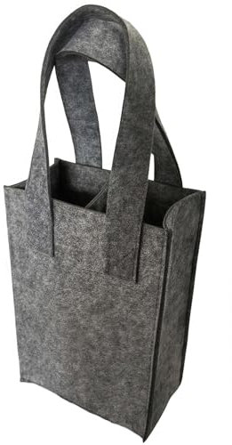 ILESTDG Felt Wine Bag for 2 Bottles Wine Bottle Carrier, Tragbarer Filz-Flaschenhalter Für Wein (Grizzly,2 Flaschen)