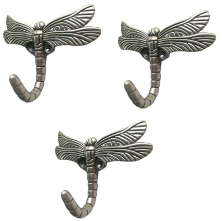 BATHVEVE 3pcs Cartoon Dragonfly Coat Hook Lovely Animal Wall Hanging Coat Hanger Door Back Hook for Home Hotel Wall Animal Clothes