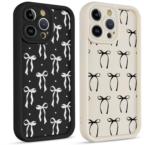 Coiwxmoi 2 Stück Handyhülle für iPhone 11 Pro Max Hülle, Aesthetic Schleifen Fliege Muster Design Mädchen Frauen Schutzhülle, Silikon Cover Erhöhte Displayränder Case für iPhone 11Pro Max 6,5,Schwarz