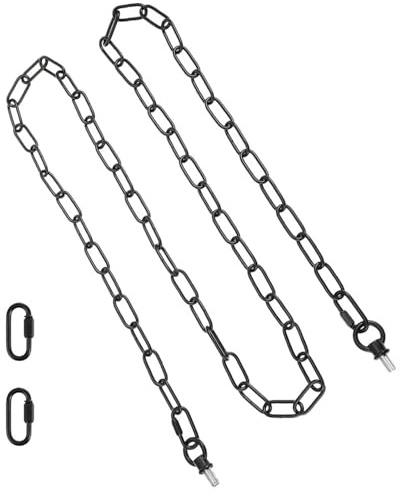 NULYLU Black Hanging Light Chain Kit, 3.5x0.9m Black Painted Iron Chain with 2 Fastening Links, 2 Light Fixture Hooks, 2 Hollow Screws for Pendant Lighting Accessories