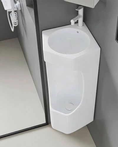 Urinal Eck-Keramikurinale mit Waschbecken, Wandmontiertes Spülurinal für Herren-WCs, Gewerbliches, Spritzgeschütztes Urinal für Restaurants und Werkstätten
