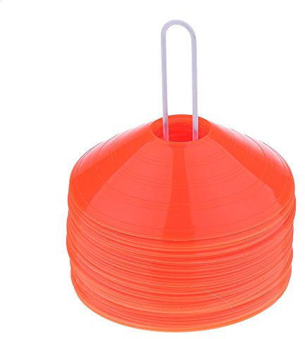 Tubayia 50 Stück Markierungshütchen Markierungsteller Set Trainingshilfe für Sport Fußball Handball (Orange)