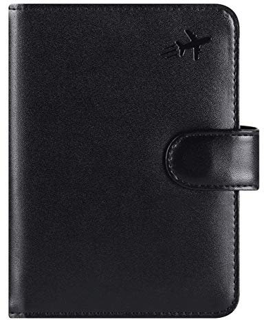 PASCACOO Passport Holder Cover Wallet RFID Blocking Leather Card Case Travel Accessories for Women Men, Z #Black, Classic