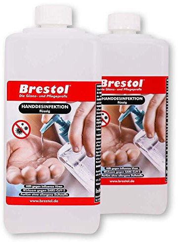 HANDDESINFEKTION Liquid 2x 1000 ml Euroflasche Desinfektionsmittel für Hand Haut Oberflächen Desinfektion Händedesinfektion Desinfektionsflüssigkeit Flüssigdesinfektion Oberflächendesinfektion