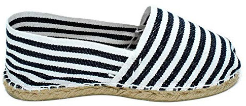 Playera Mujer Alpargata Yute ESPARDEÑAS Zapatilla Esparto Rayas Azul (Blanco, 37)