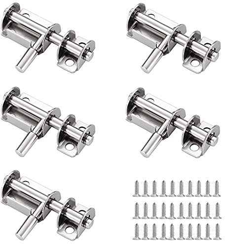 Dtoterul Verschluss Riegel 5 Stück Torriegel Verrieglung Edelstahl Riegel Mini Verschluss Riegel Riegelschloss Schieberiegel Türriegel für Badezimmer Schuppen Schlafzimmer, 65 * 26mm