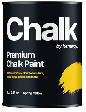 Hemway - Premium Chalk Paint - Spring Yellow 1 L | Chalky Matt Shabby Chic Finish for Interior Furniture & Walls | Quick Dry & 1 Coat