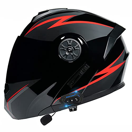 Byroads Motorradhelm mit Bluetooth,Integralhelm Klapphelm Integriertes Damen Herren DOT/ECE Zertifizierter Motorradhelm mit Antibeschlag-Doppelvisier für Frauen Männer 55~62CM