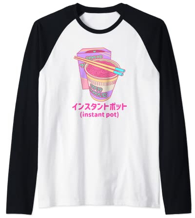 Noodles Shirt Soup Noodles Instant Pot Vaporwave Retro Style Raglan Baseball Tee
