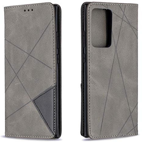 Posanter Coque pour Samsung Galaxy Note 20 Ultra, Housse Portefeuille en Cuir Etui de Protection avec Slim TPU Silicone Bumper Magnétique Flip Case, Porte Cartes avec Fonction Support Cover (Gris)