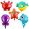 Prasacco 5 Stück Meerestiere Folienballons, Ozean Geburtstag Party Dekoration Krabbe Seestern Seepferdchen Kugelfisch Oktopus Ballon für Kinder Geschenk Geburtstag Jubiläum Ozean Thema Party