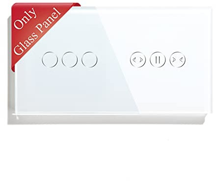 BSEED WiFi Interruptor de cortina con Interruptor inteligente Panel de cristal,Panel de vidrio para 3 Gang Smart Interruptor táctil Blanco 157 mm