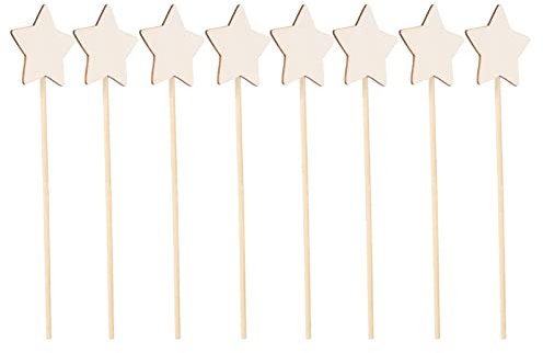 STOBOK Prinzessin Fairy Zauberstab Stick: 8Pcs Unvollendete Hölzerne DIY Crafts Star Magical Zauberstab für Mädchen Kunstshow Cosplay Kostümparty Party