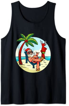 Merry Christmas X-Mas Palm Trees Artwork Unisex-Tank Top Schwarz S Ärmellos Cartoon Design Weihnachten