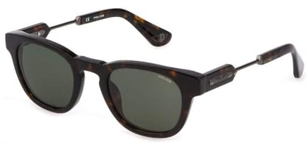 Police SPLF70 Glasses, Shiny Dark Havana, 50 for Men, Shiny Dark Havana