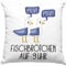Trendation Fischbrötchen auf 9 Uhr Kissen mit Füllung 40x40 Moin Moin Geschenk Nordsee Norderney Sylt Ferhmarn Spruch Möwen (Blau)