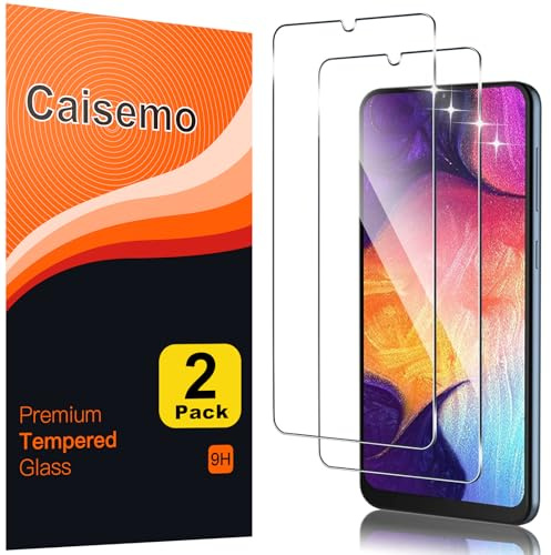 Caisemo (2 Stück) für Samsung Galaxy A50 gehärtetes Glas Displayschutzfolie, Härtegrad 9H, Anti-Scartch, weiche Haptik