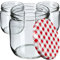 KADAX Lot de 48 pots à confiture avec couvercle à visser, 425 ml, bocaux de conservation pour confitures, confitures, miel (rouge à carreaux)