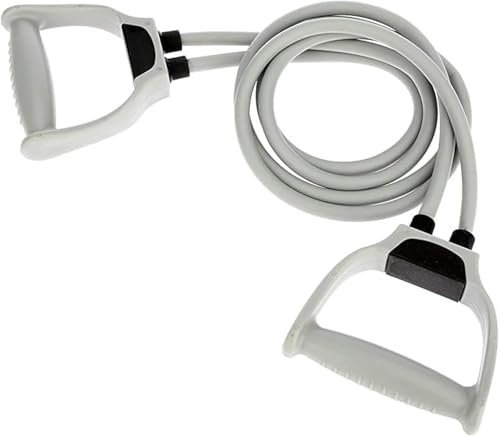 Kalindri Sports Double String Toning Tube High Resistance Tube Exerciser für Workout/Krafttraining/Stretching/Physiotherapie mit Griff für Männer und Frauen, Farbe Grau, 1 Stück