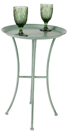 Dibor Sage Green Tray Table Contemporary Metal Outdoor Butler Garden Tray Table Footed Patio Decking Lawn Home Bar Serving Platter Table