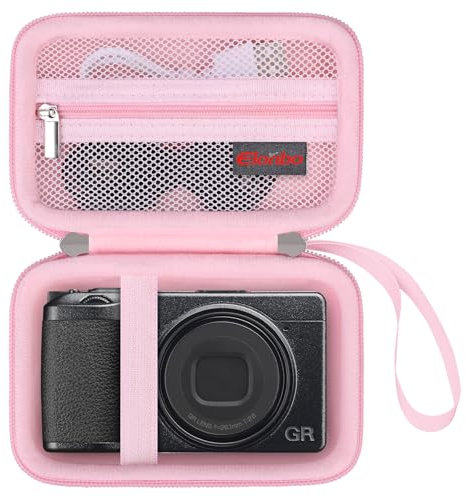 Elonbo Carrying Case for Canon PowerShot V1/ Ricoh GR III HDF/GR IIIx/GR III/GR II/GR Digital Camera, Compact Camera Travel Storage Cover Bag Organizer Holder, Pink