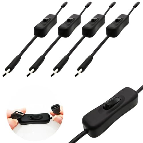 CTRICALVER Interruptor tipo C, paquete de 4 cables de extensión de interruptor de alimentación tipo C de 20 cm, adecuado para computadora portátil, disco duro, mouse, teléfono móvil, unidad flash U