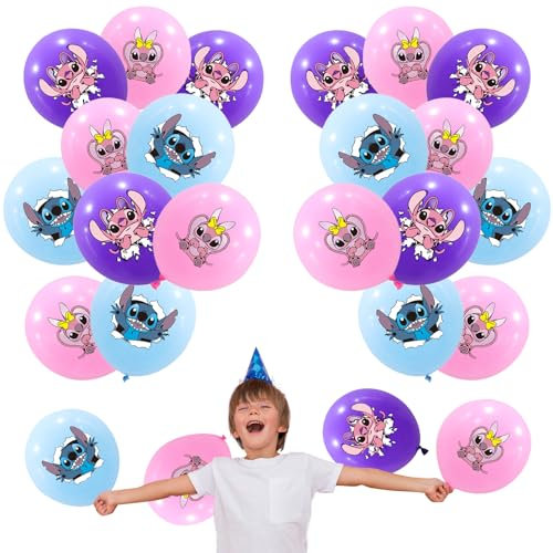 30PCS Lilo & St-itch Geburtstag Deko Luftballons, Latex Ballons Geburtstag Deko, St-itch Luftballons Geburtstagsdeko, St-itch Geburtstagsfeier Dekorationen FüR Kinder MäDchen Junge