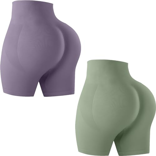 HANERDUN Short de Sport Femmes Push Up Taille Booty Scrunch Butt Legging Court sans Couture Short de Cycliste Yoga Course Collants Shorts Pantalon Anti Cellulite
