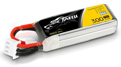 TATTU Batterie Lipo 2S 300 mAh 7,6 V 75C avec connecteur JST-PHR pour multirotor FPV de taille 100 à 180