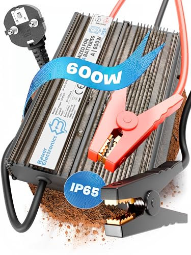 Bauer Electronics | 48V Batterie-Ladegerät LiFePO4 58,4V 10A 600W | Optimiert für Lithium-Eisenphosphat-Akku | Auto-Batterie Charger Wasserdicht