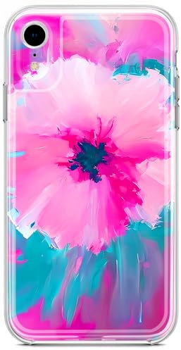 Berkin Arts Compatible with iPhone XR Case Clear Silincone Cover Pink Flower Floral Design Peony Blossoms
