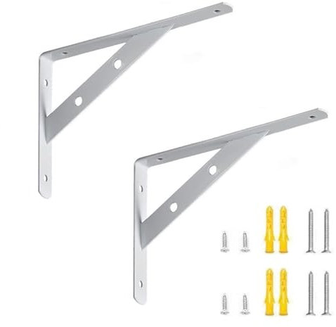 Lot de 2 Équerres Étagère de Fixation Murale, Tablette Murale à Suspendre avec Vis, pour Bibliothèque Salon Chambre (A,50cm/19.69in)