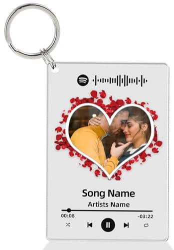 Guerity Personalisierter Acryl-Song mit Foto scannbarem Spotify-Code-Schlüsselanhänger – Musik-Song-Album-Cover, individuelle Fotokunst, personalisierte Musik-Schlüsselanhänger – Geschenke für