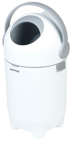Nattou Cubo de pañales Dropy, antiolor, fácil de abrir con una mano, 49,5 x 28 cm, polipropileno/ABS, blanco