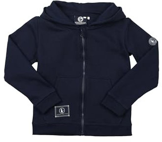 SCHIETWETTER Unisex Kinder Sweatjacke Anouk, Kapuzenpullover mit Reißverschluss für Mädchen und Jungen, Zipper Hoodie, unifarben navy 152