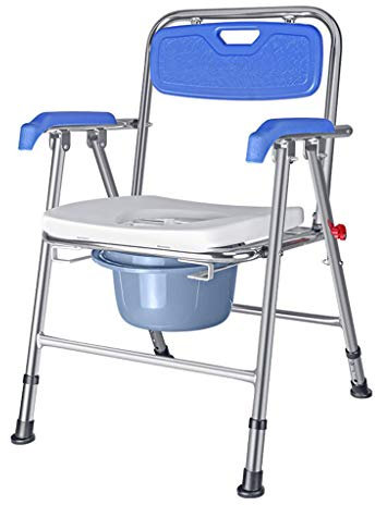 Faltbarer Toilettenstuhl, zusammenklappbar, leicht, höhenverstellbar, Aluminiumlegierung, mit Töpfchen, Toilettenstuhl, Leichter Toilettenstuhl