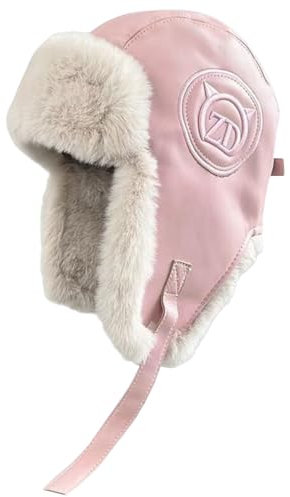 JFAN Bonnet Hiver Femme Homme Chaud Chapeau Russe avec Cache-Oreilles Anti Vent Casquette Chapka Unisex pour Ski Snowboard Rose
