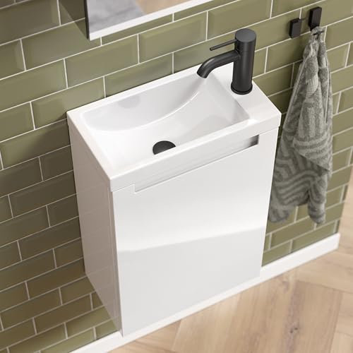 Zentrobad Premium Handwaschbecken mit Unterschrank 40 cm weiß glänzend lackiert