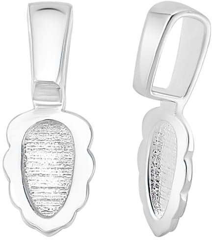 Beebeecraft 925 Sterling Silver Glue on Flat Pad Pendant Bail Silver Leaf Oval Scrabble Charms for DIY Necklace Bracelet Jewelry Making