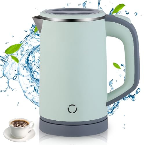 Bollitore piccolo, bollitore da viaggio, bollitore elettrico da 800 ml, bollitore in acciaio inox, bollitore da campeggio, bollitore da campeggio, 5 minuti di cottura veloce, deposito a secco, design