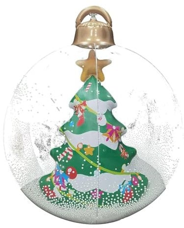 Topyond aufblasbare Weihnachtskugeln 23,6 Zoll mit LED-Lichtern, klare Außendekoration mit Fernbedienung, auffällige Weihnachtsdekoration für Höfe und Gärten (Weihnachtsbaum)